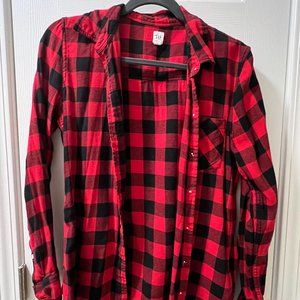GAP Women's Buffalo Plaid Flannel Shirt, Size Small
